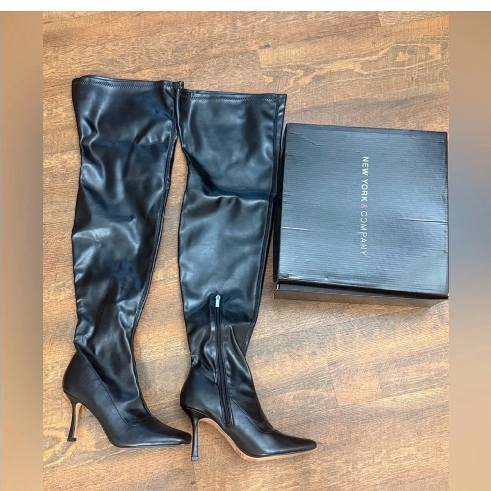 New York & Company Black OTK Over The Knee Boots 8 NWT
